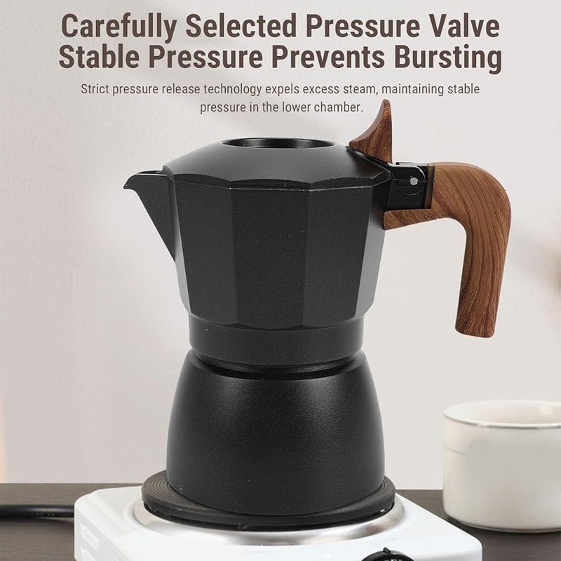 Zunate 2 Cup Stovetop Espresso Maker Dual Valve High Pressure Extraction 100ML Black Pot - Image 2